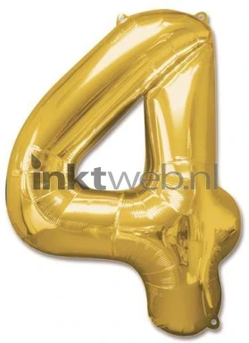 Haza Opblaas Cijfer 4, 92cm goud