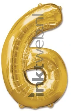 Haza Opblaas Cijfer 6, 92cm goud