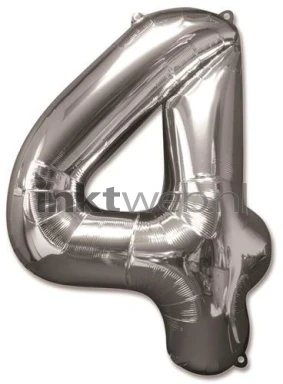 Haza Opblaas Cijfer 4, 92cm zilver