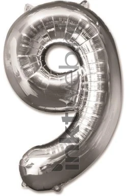 Haza Opblaas Cijfer 9, 92cm zilver