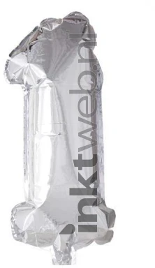 Haza Opblaas Cijfer 1, 40cm zilver