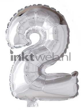 Haza Opblaas Cijfer 2, 40cm zilver