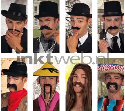 Boland 8 grote verkleed snorren zwart