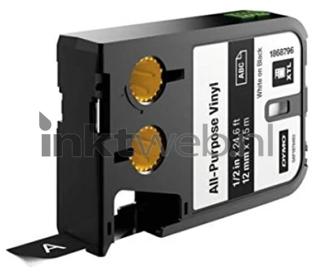 Dymo XTL label 1868796 Vinyl wit op zwart breedte 12 mm