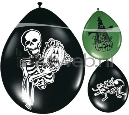 Merkloos Halloween griezel ballonnen mix 8 stuks