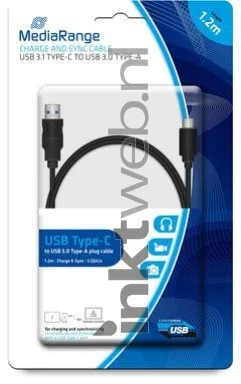 MediaRange oplaad en datakabel 1,5m USB 3.1 zwart