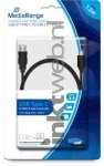 MediaRange oplaad en datakabel 1,5m USB 3.1 zwart Combined box and product