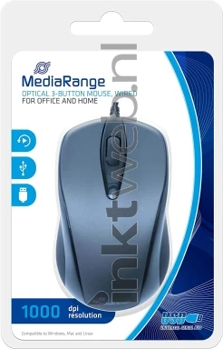 MediaRange Bedrade muis met 3 knoppen Front box