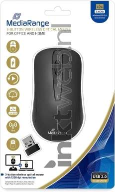MediaRange Draadloze muis, 3 knoppen Front box