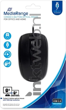 MediaRange Bedrade muis met 3 knoppen Front box