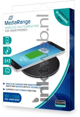 MediaRange Draadloze snellaadpad voor smartphones zwart