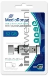 MediaRange USB nano flash drive 32GB met micro USB adapter  (Origineel)