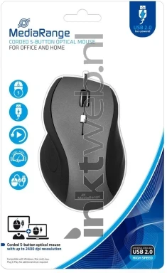MediaRange MROS202 - Bedrade muis met 5 knoppen Front box