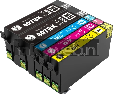 Huismerk Epson 407XL 5-pack zwart en kleur