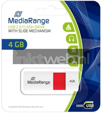 MediaRange USB flash drive 4GB color edition rood