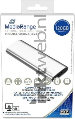 MediaRange Externe Solid State Drive 120GB, USB C zilver