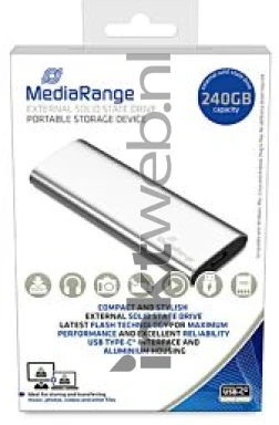 MediaRange Externe Solid State Drive 240GB, USB C zilver