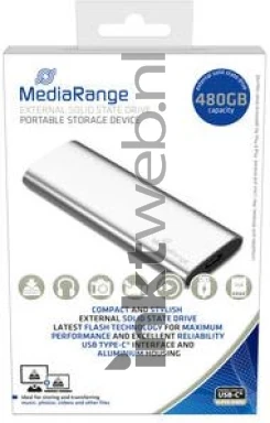 MediaRange Externe Solid State Drive 480GB, USB C zilver