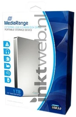 MediaRange Externe harde schijf 1TB, USB 3.0 zilver