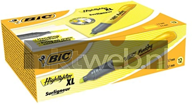 BIC Penvormige markers 10-pack geel Front box