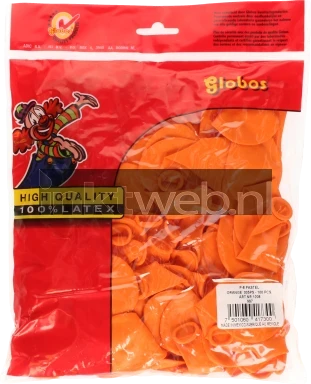 Merkloos ballonnen 100 st. oranje Front box