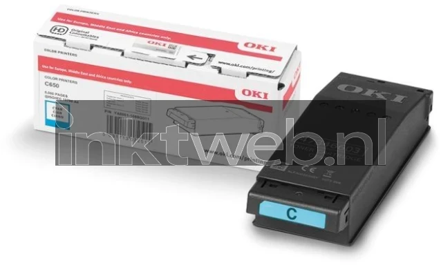 Oki C650 toner cyaan Combined box and product