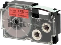 Huismerk Casio XR-12RD zwart op rood breedte 12 mm