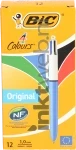 BIC balpen 4 kleuren medium 1 mm 12-pack blauw Front box