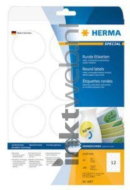 Herma 5067 Verwijderbare papieretiket rond 60mm wit wit