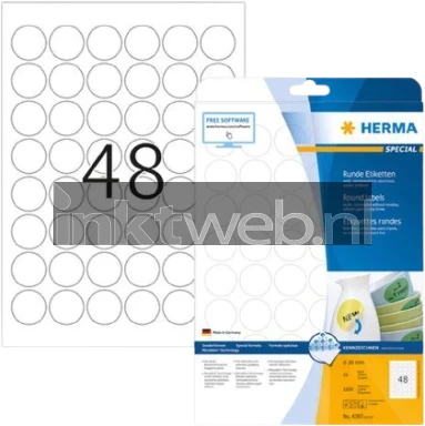 Herma 4387 Verwijderbare papieretiket rond 30mm wit wit