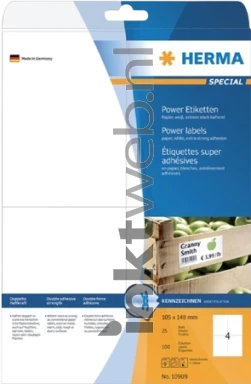 Herma Power 10909 permanente papieretiket 105 x 148mm wit
