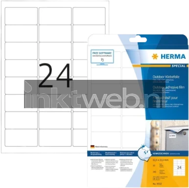 Herma 9532 outdoor etiketten met ronde hoeken 63,5x33,9 mm wit