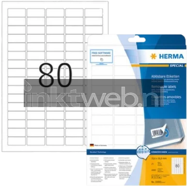 Herma 10003 Verwijderbare papieretiket 35,6 x 16,9mm wit