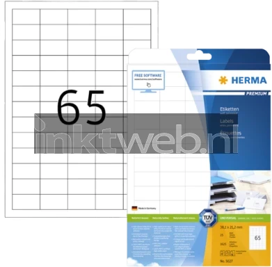 Herma 5027 permanente papieretiket 38,1 x 21,2mm wit