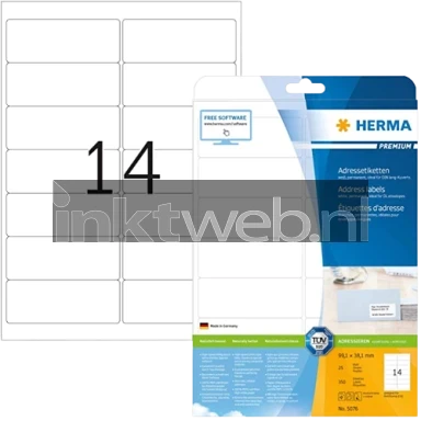 Herma 5076 Premium Permanente papieretiket 99,1 x 38,1mm (350 stuks) wit