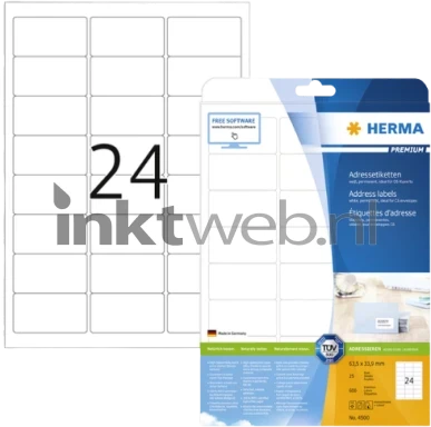 Herma 4500 Premium Permanente papieretiket 63,5 x 33,9mm wit