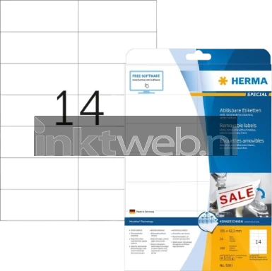 Herma 5081 Verwijderbare papieretiket 105 x 42,3mm wit