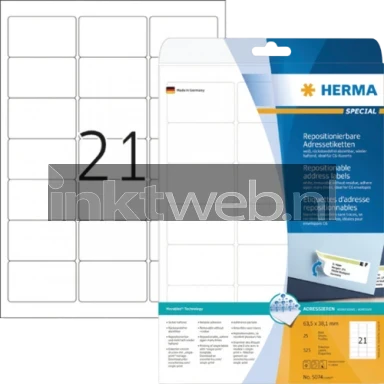 Herma 5074 Verwijderbare Papieretiket 63,5 x 38,1mm wit