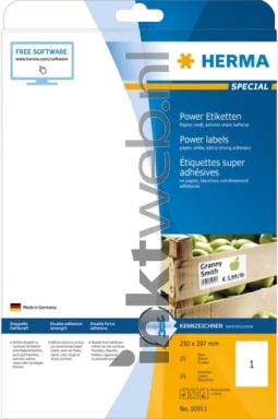 Herma 9500 Permanente Papieretiket 210 x 297mm wit