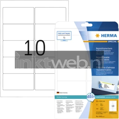Herma 4349 Verwijderbare papieretiket 96 x 50,8 mm wit