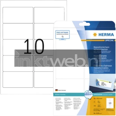 Herma 8018 Permanente stickers 96 x 50,8mm transparant