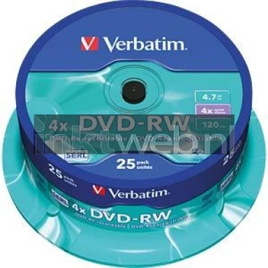 Verbatim DVD-RW spindel 25 stuks mat zilver