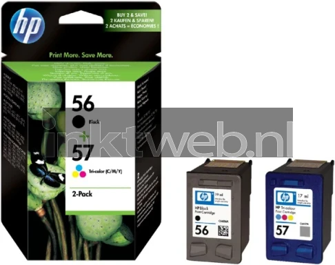 HP 56 en 57 (Opruiming 2 x 1-pack los outlet) zwart en kleur