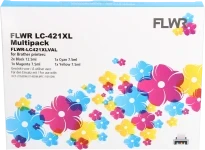 FLWR Brother LC-421XL Multipack zwart en kleur Front box