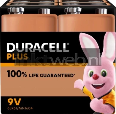 Duracell Alkaline E-Block 6LR61 9V Plus(4-Pack) Front box