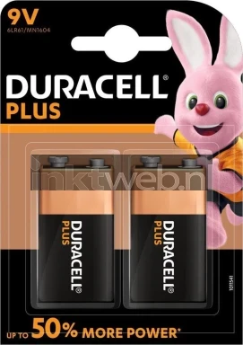 Duracell alkaline 6LR61 9 volt (2 stuks) Front box