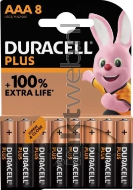 Duracell Alkaline Micro AAA LR03 1.5V Plus (8-pack) Front box