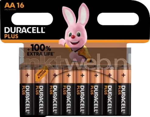 Duracell Alkaline Mignon AA LR06 1.5V Plus (16-Pack) Combined box and product