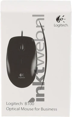 Logitech B100 USB Optical Mouse Black Bus Front box