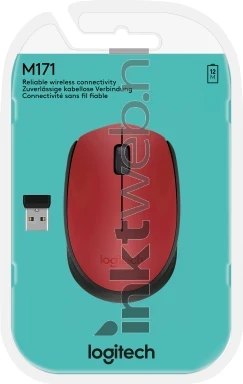 Logitech Muis M171 Wireless rood Front box